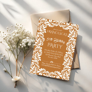 Invitación fiesta mexicana de cumpleaños terracota talavera 