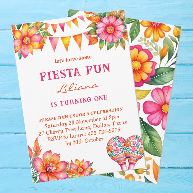 Invitación Fiesta Mexicana de Flora Rosa Colorida Primer Cump (Subido por el creador)