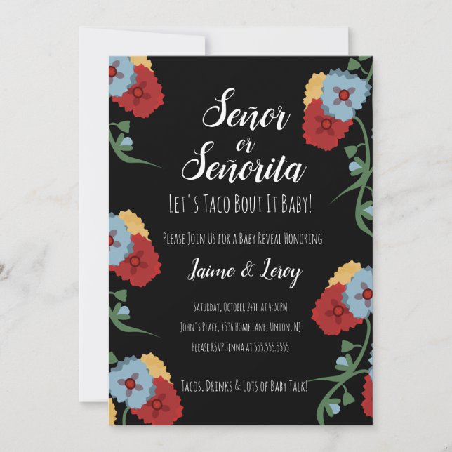 Invitación Fiesta mexicana de género revelada (Anverso)