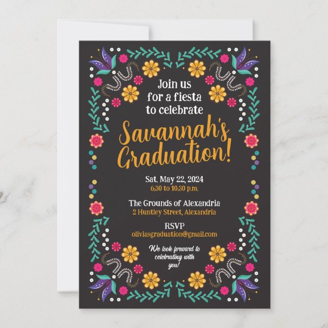 Invitación Fiesta Mexicana de Graduación (Anverso)