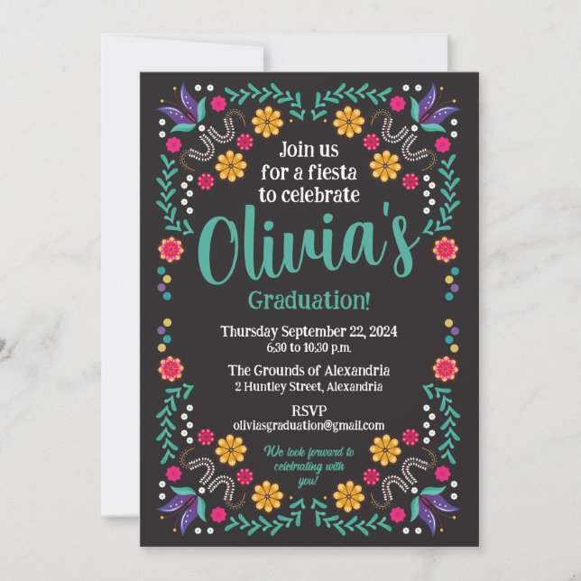 Invitación Fiesta Mexicana de Graduación (Anverso)