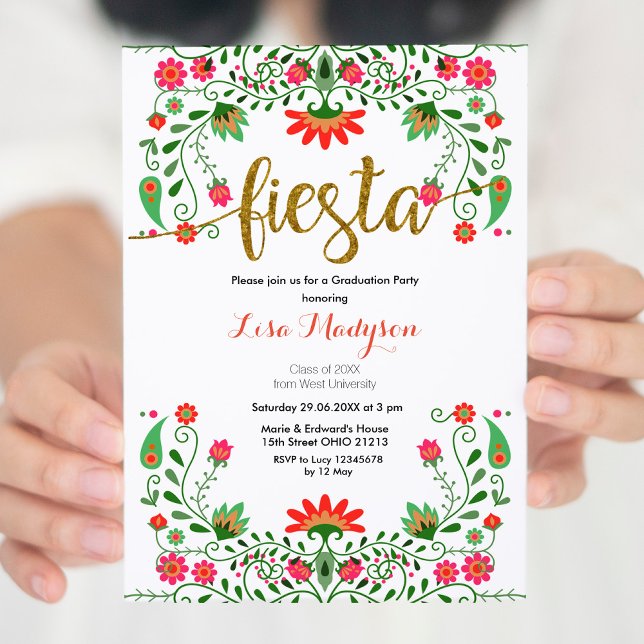 Invitación Fiesta Mexicana de Graduación Floral (Subido por el creador)