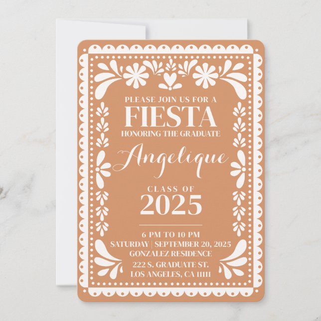 Invitación Fiesta mexicana de graduación Papel Picado 2025 (Anverso)