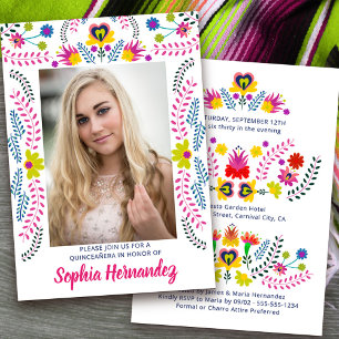 Invitación Fiesta Mexicana de Quinceañera, foto en blanco