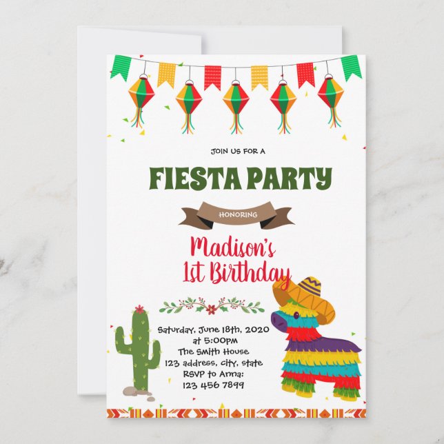 Invitación Fiesta mexicana de San pinata (Anverso)