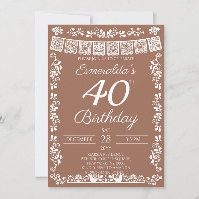 Invitación Fiesta Mexicana de Terracota Cumpleaños 40 (Anverso)
