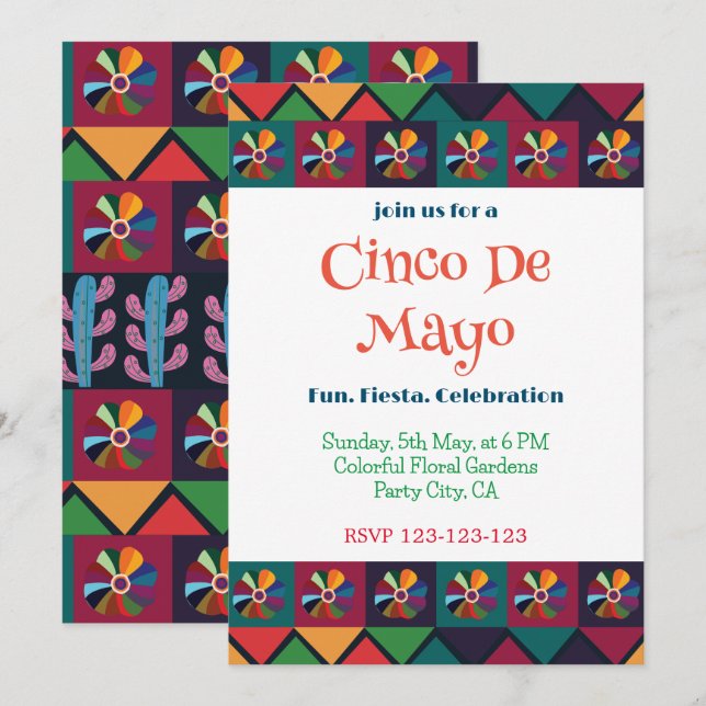 Invitación Fiesta Mexicana del Cinco de Mayo (Anverso / Reverso)