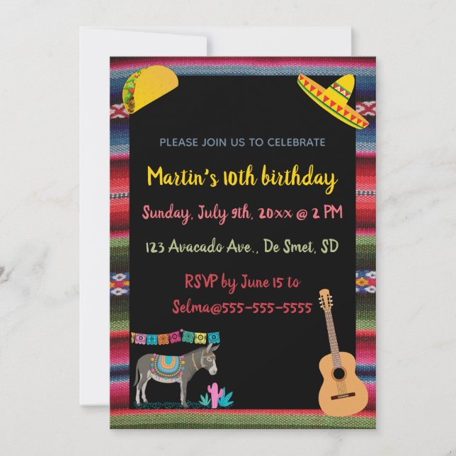 Invitación Fiesta Mexicana Editable (Anverso)