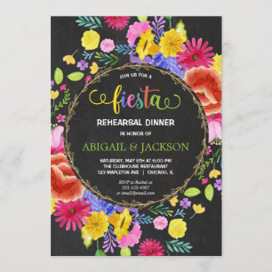 Invitación Fiesta mexicana Ensayo Cena tiza floral