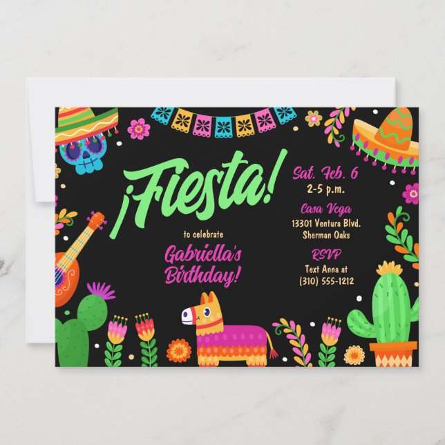 Invitación Fiesta Mexicana Fiesta Cumpleaños (Anverso)