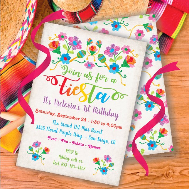 Invitación Fiesta Mexicana Fiesta Cumpleaños Fiesta con borda (Subido por el creador)
