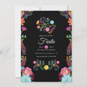 Invitación Fiesta Mexicana Floral Acuarela Colorida