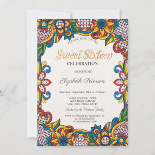Invitación Fiesta Mexicana Floral Dulces 16 