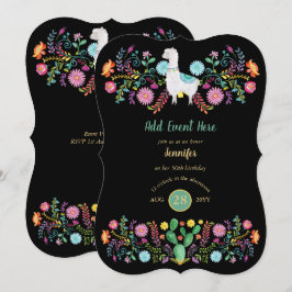 Invitación Fiesta mexicana Llama Folk Flowe Cacti CUALQUIER E