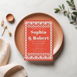 Invitación Fiesta mexicana Papel rojo Picado Boho Boda