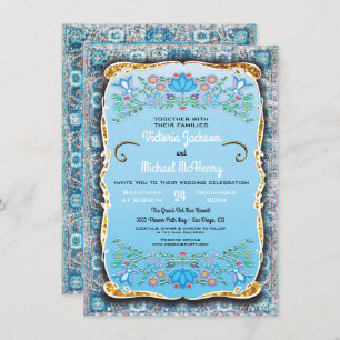 Invitación Fiesta mexicana que casa el purpurina floral del