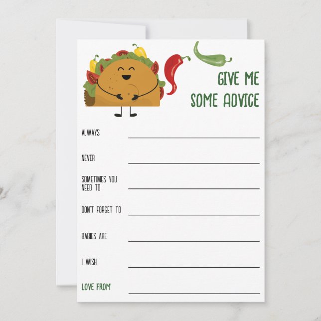 Invitación Fiesta mexicana taco baby ducha consejos (Anverso)