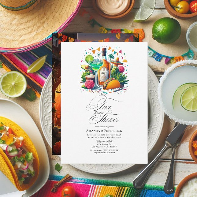 Invitación Fiesta mexicana "Taco 'Bout a Couples Shower" (Mexican Fiesta "Let's Taco 'Bout a Couples Shower" Invitation)