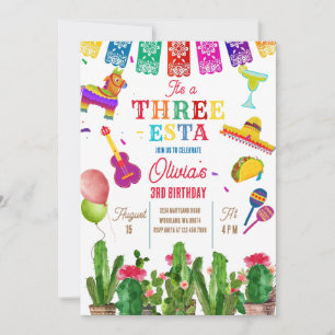Invitación Fiesta Mexicana Tres-Esta Tercera Fiesta de Cumple