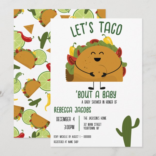 Invitación Fiesta mexicana vamos a taco Baby Shower Invitatio (Anverso / Reverso)
