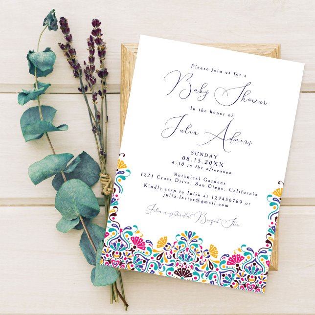 Invitación Fiesta Mexicana Vibrante Shower para Bebé Arcoíris (Subido por el creador)