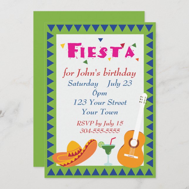 Invitación Fiesta mexicano de Fiesta (Anverso / Reverso)