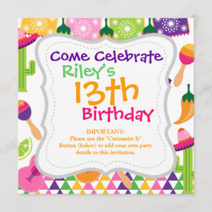 Invitación Fiesta mexicano de Fiesta Sombrero Saguaro Lime Pe