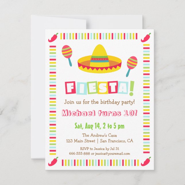 Invitación Fiesta mexicano de los niños de la fiesta del (Anverso)