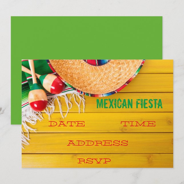 Invitación fiesta mexicano Fiesta (Anverso / Reverso)