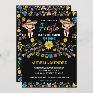 Invitación Fiesta Mexicanos Gemelos Cuitos Chinos Gemelos Bab