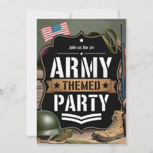 Invitación Fiesta Militar con Tema de Ejército Patriótico