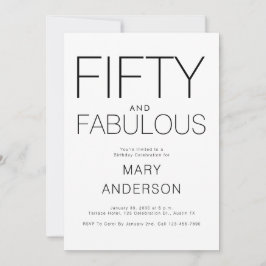 Invitación Fiesta mínima de 50 años y fabulosa