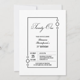 Invitación Fiesta Minimalista 21 de cumpleaños