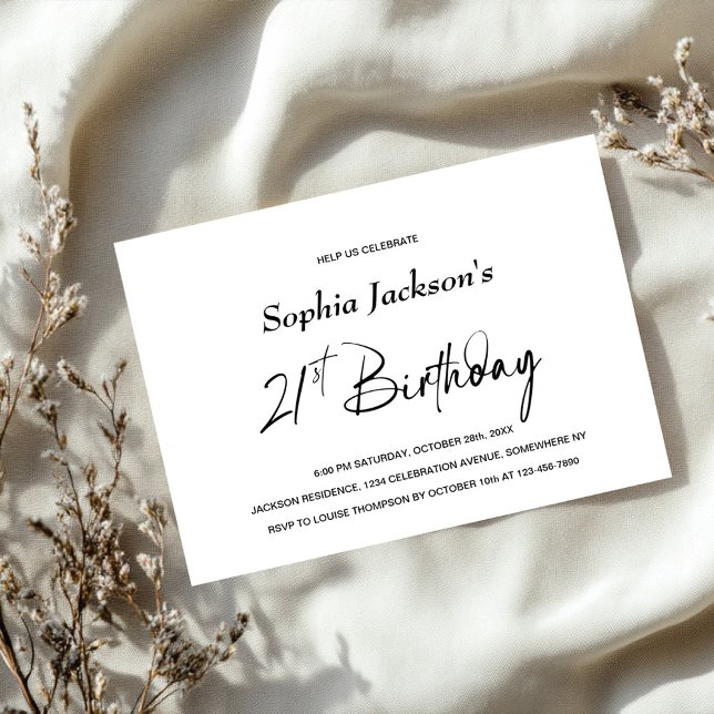 Invitación Fiesta Minimalista 21 de cumpleaños (Subido por el creador)