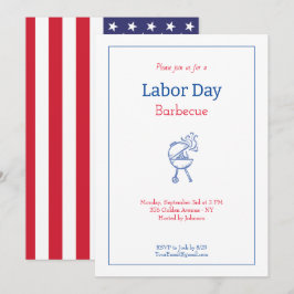 Invitación Fiesta Minimalista de Barbacoa del Día del Trabajo