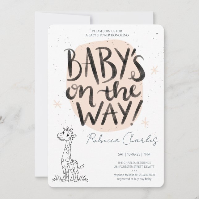 Invitación Fiesta Minimalista de Bebé  (Anverso)