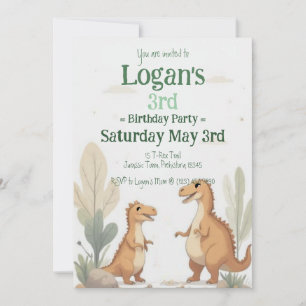 Invitación Fiesta Minimalista de Cumpleaños de Dinosaurios pa