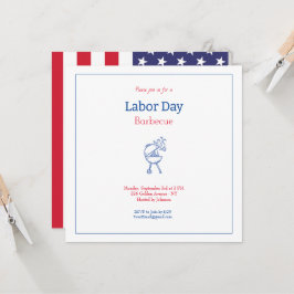 Invitación Fiesta Minimalista de Día del Trabajo a la Parrill