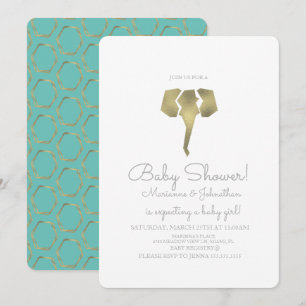 Invitación Fiesta Minimalista de Elefante Boho para Bebe
