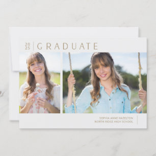 Invitación Fiesta minimalista de graduación de dos fotografía