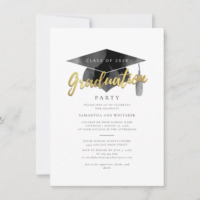 Invitación fiesta Minimalista de Graduación en 2025 (Anverso)