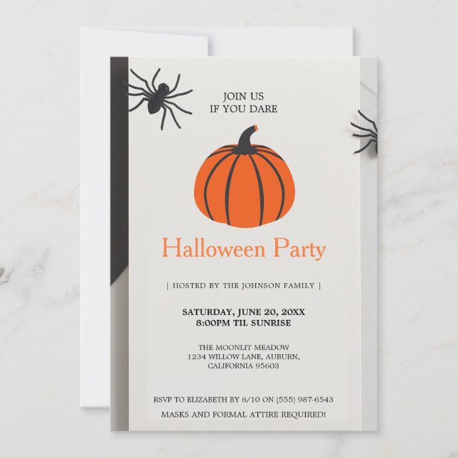 Invitación Fiesta minimalista de Halloween (Anverso)