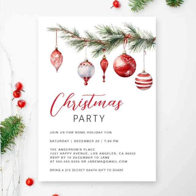 Invitación Fiesta minimalista De Navidades Blancos Y Rojos (Subido por el creador)