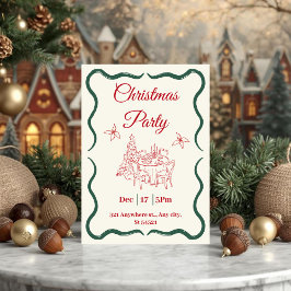 Invitación Fiesta minimalista de Navidades rojos y verdes