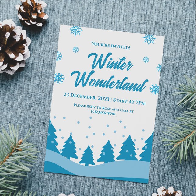 Invitación Fiesta minimalista de Winter Wonderland (Subido por el creador)
