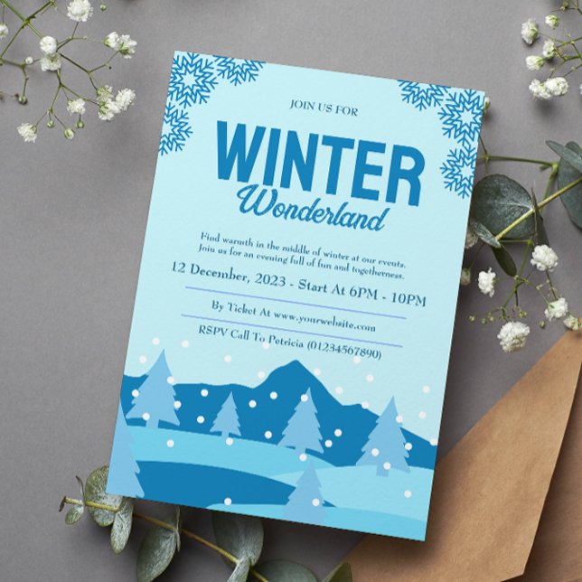Invitación Fiesta minimalista de Winter Wonderland (Subido por el creador)