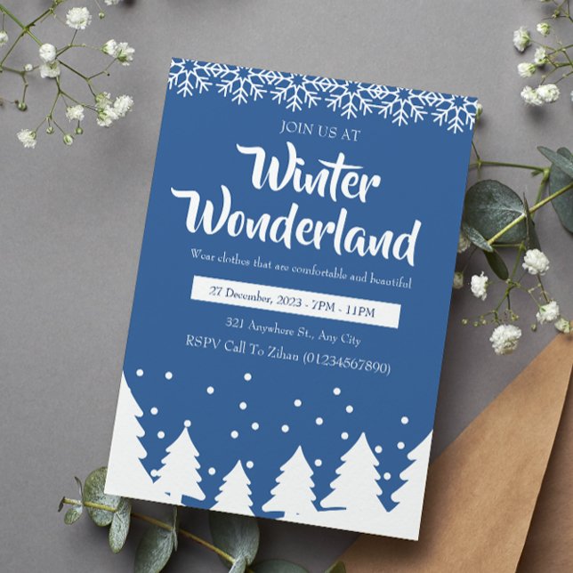 Invitación Fiesta minimalista de Winter Wonderland (Subido por el creador)