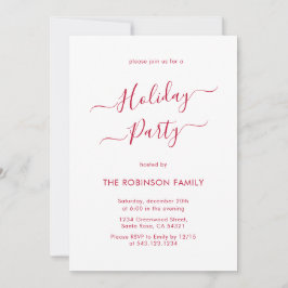 Invitación Fiesta minimalista elegante de caligrafía roja