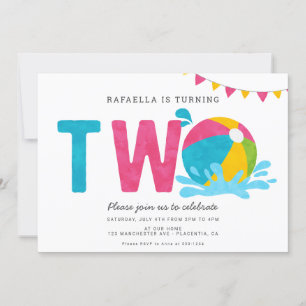 Invitación Fiesta Minimalista moderno CHICA segundo cumpleaño