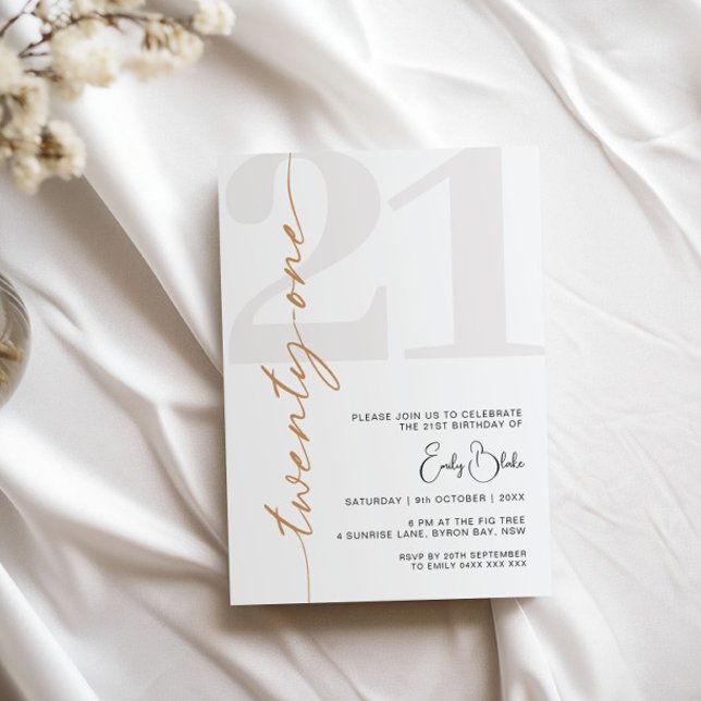 Invitación Fiesta minimalista Veintiún cumpleaños número 21 (Subido por el creador)